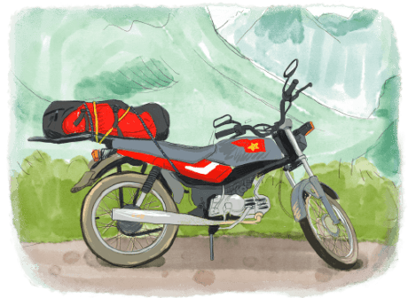 Illustration voyager à moto au Vietnam