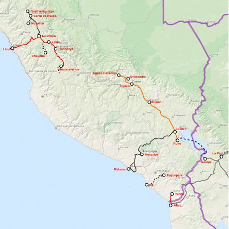 Carte Réseau Train Pérou